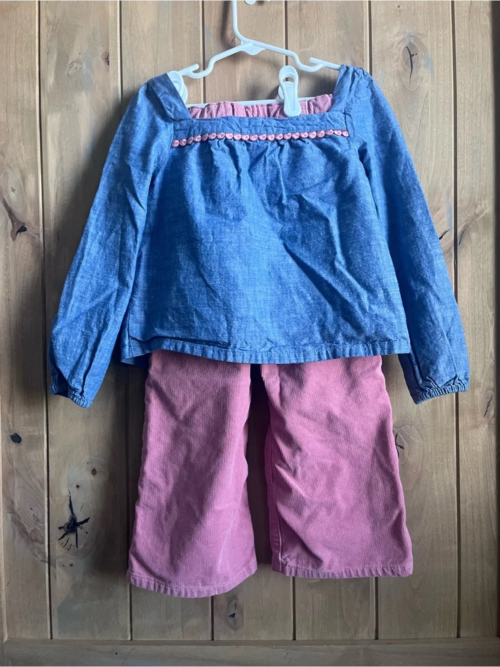 Gymboree Embroidered Chambray Top with Pink Corduroy Pants Set - 5T